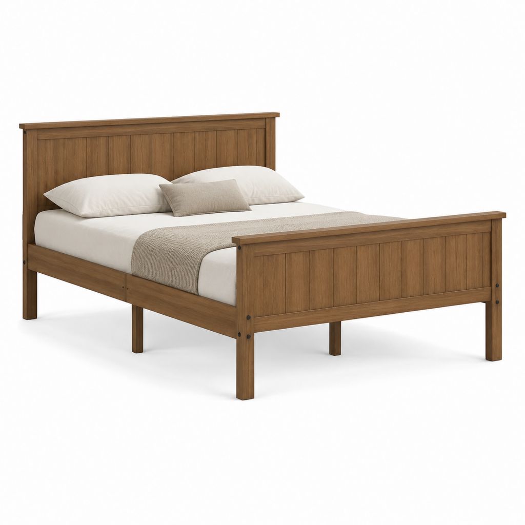 Letto matrimoniale rettangolare in legno massello marrone 160 x 200 cm