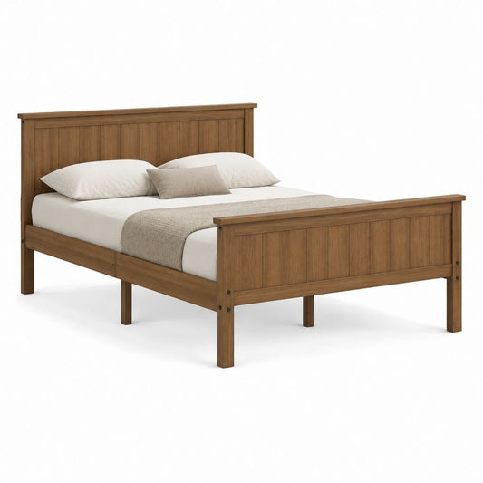 Letto matrimoniale rettangolare in legno massello marrone 160 x 200 cm