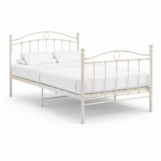 Letto matrimoniale in acciaio avorio con struttura a barre 160 x 200 cm