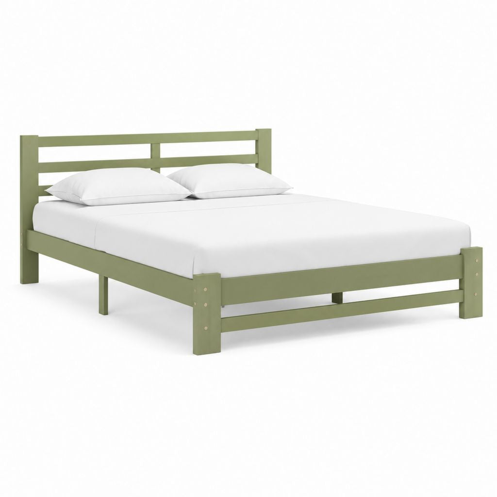 Letto matrimoniale in pino massello verde con rete 160 x 200 cm
