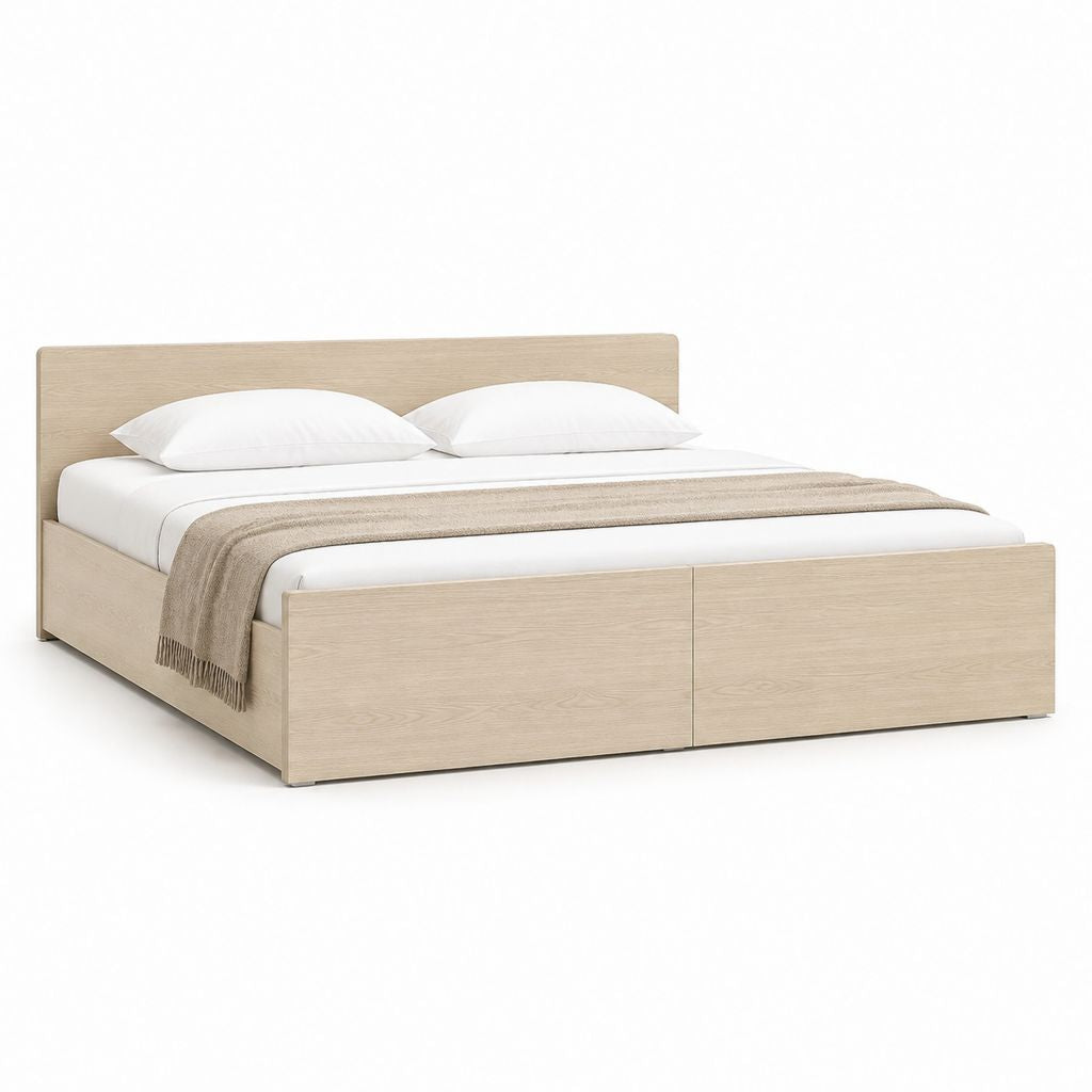 Letto matrimoniale con contenitore rovere chiaro in truciolare 160 x 200 cm
