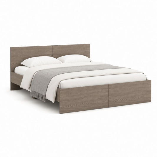 Letto matrimoniale con struttura in pannello truciolare melaminico grigio rovere 160 x 200 cm