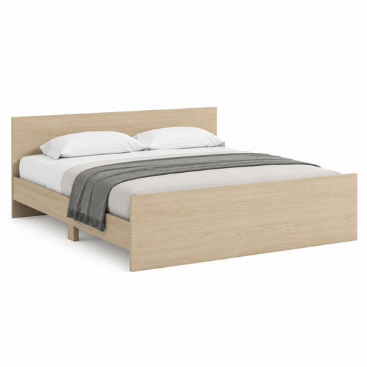 Letto matrimoniale con struttura effetto rovere in truciolare 160 x 200 cm